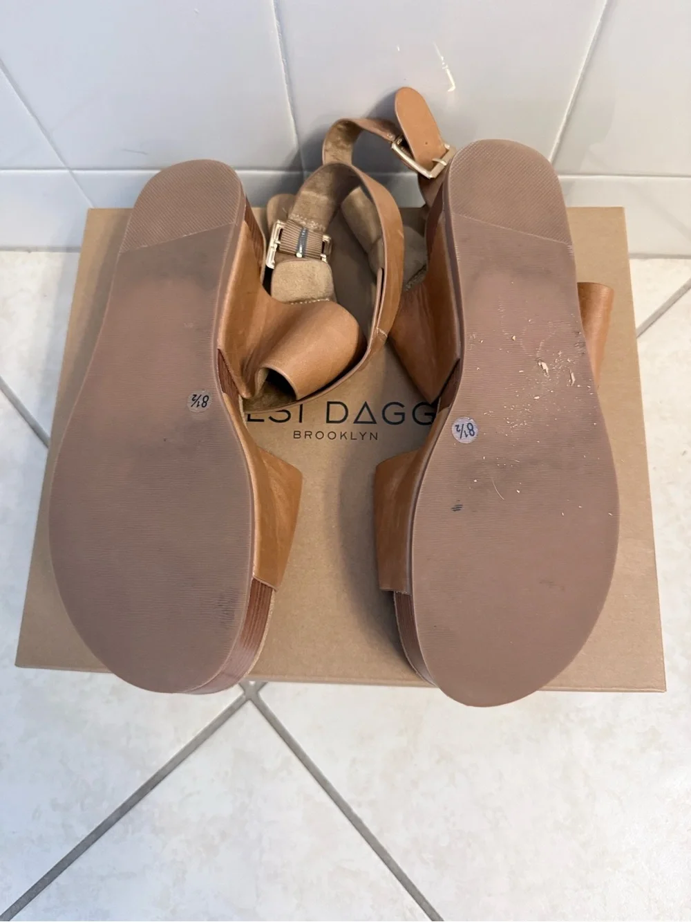 Kelsi Dagger Tan Platform Sandal with Ankle Strap